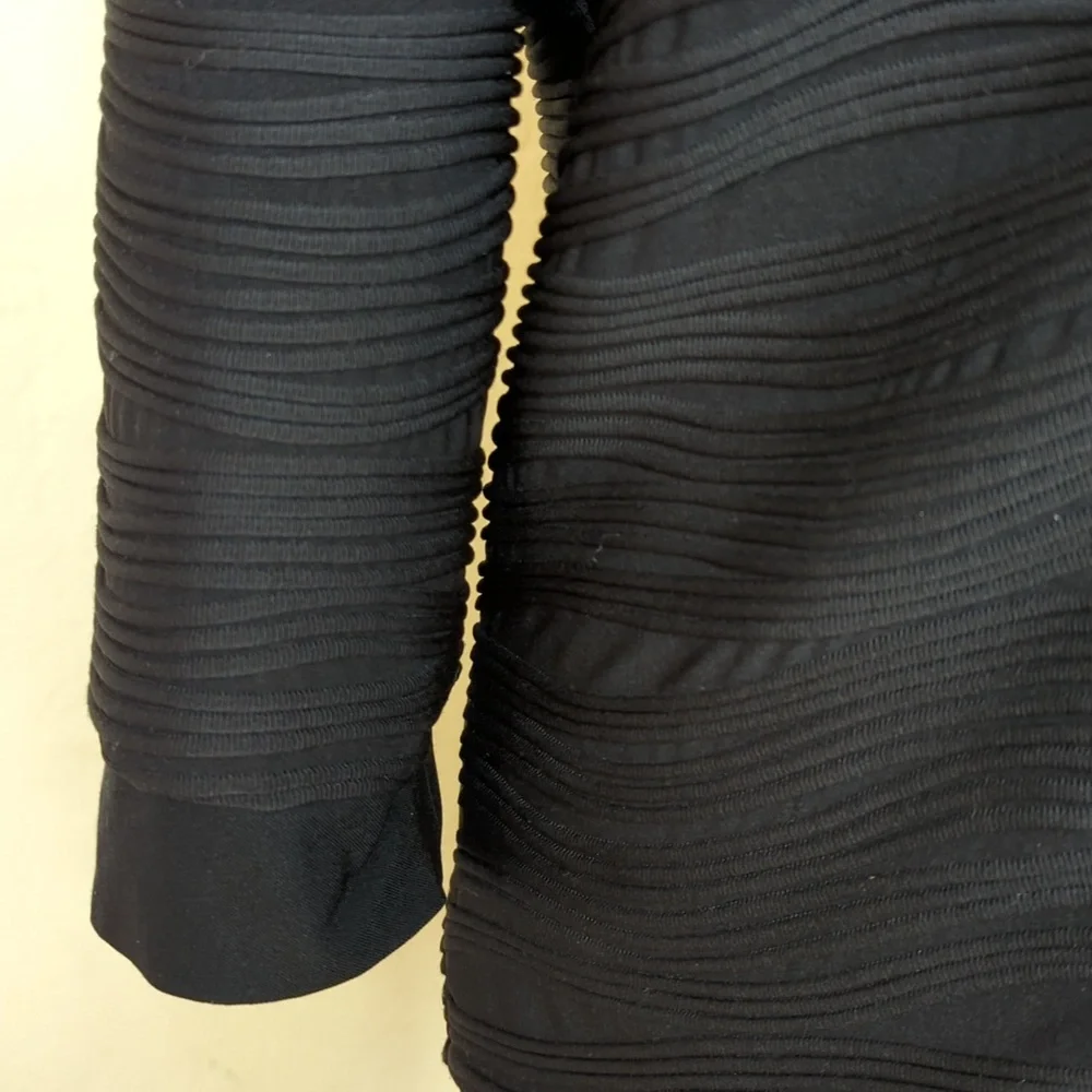 Joseph Ribkoff Vintage Black Textured Front Zip 3/4 Sleeve Blazer Size 12